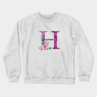 Floral Monogram H Beautiful Rose Bouquet Crewneck Sweatshirt